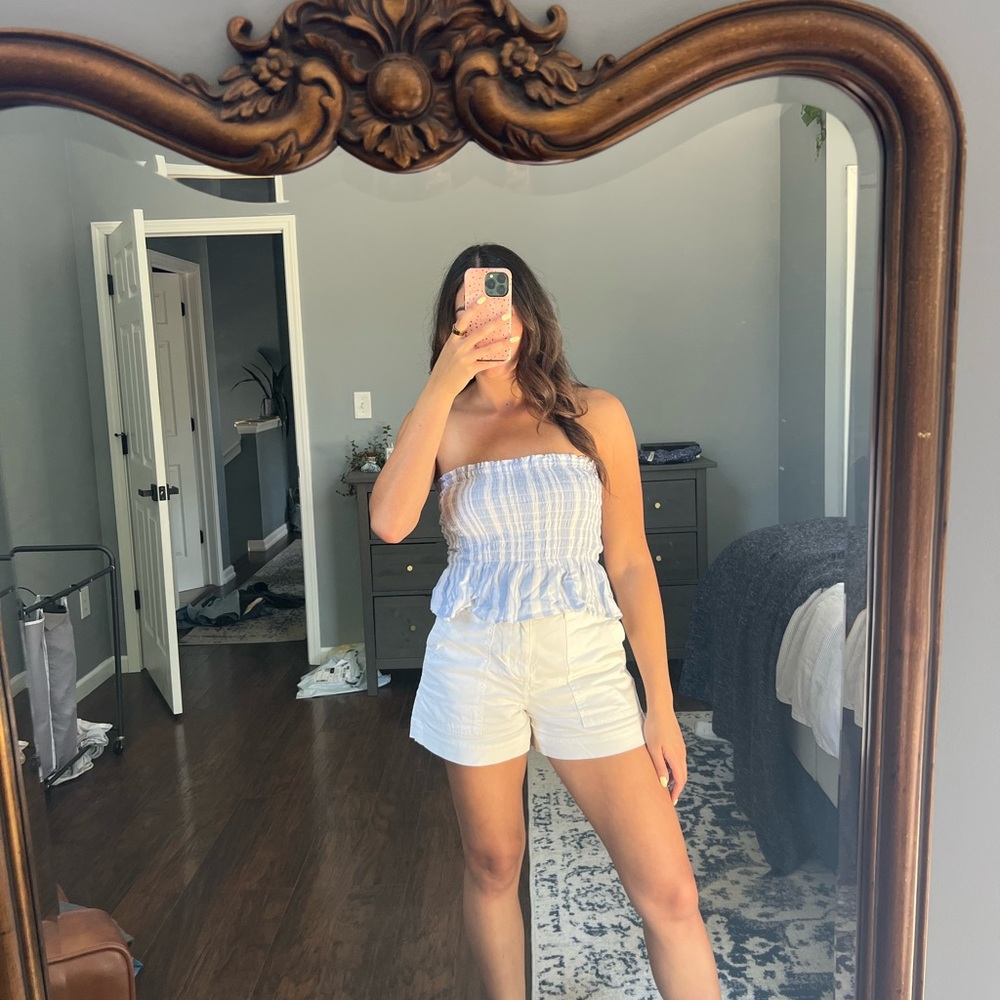 American Eagle Outfitters Blue and White Top